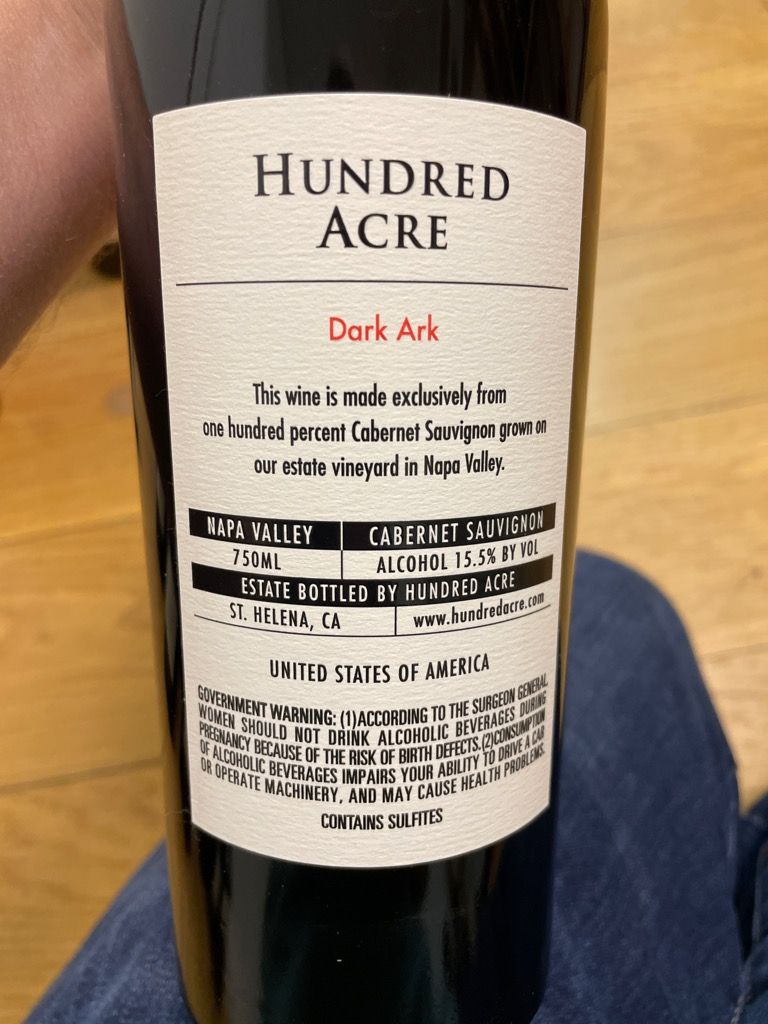 2017 Hundred Acre Vineyard Sauvignon Dark Ark, USA, California