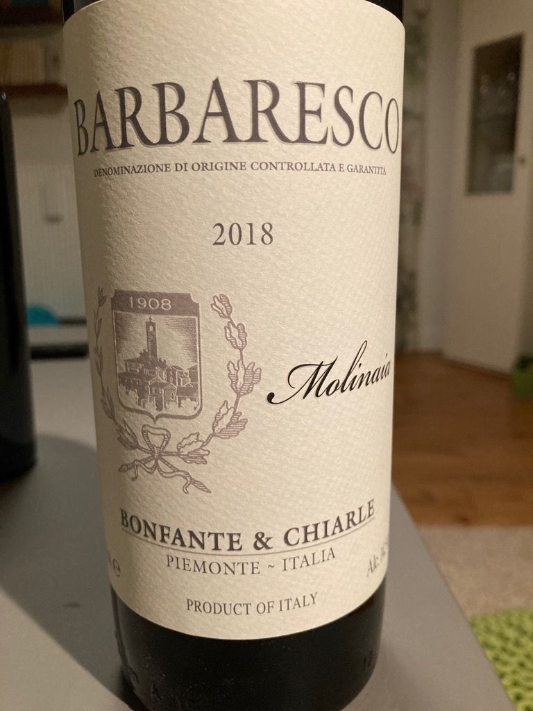 2018 Bonfante and Chiarle Barbaresco Molinaia, Italy, Piedmont, Langhe ...