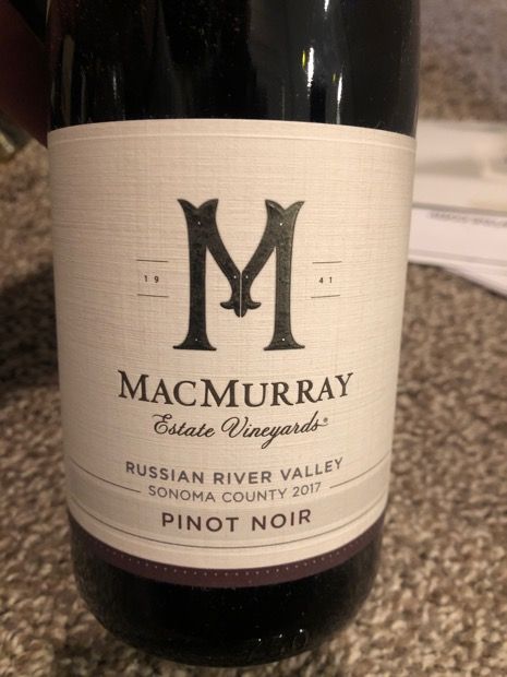 2017 MacMurray Ranch Pinot Noir Russian River Valley, USA, California ...