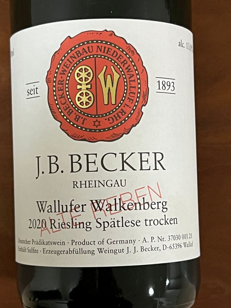 2020 J.B. Becker Wallufer Walkenberg Riesling Alte Reben Spätlese ...