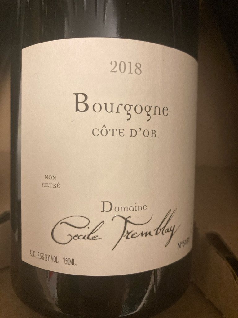 2018 Cecile Tremblay Bourgogne Côte d'Or - CellarTracker
