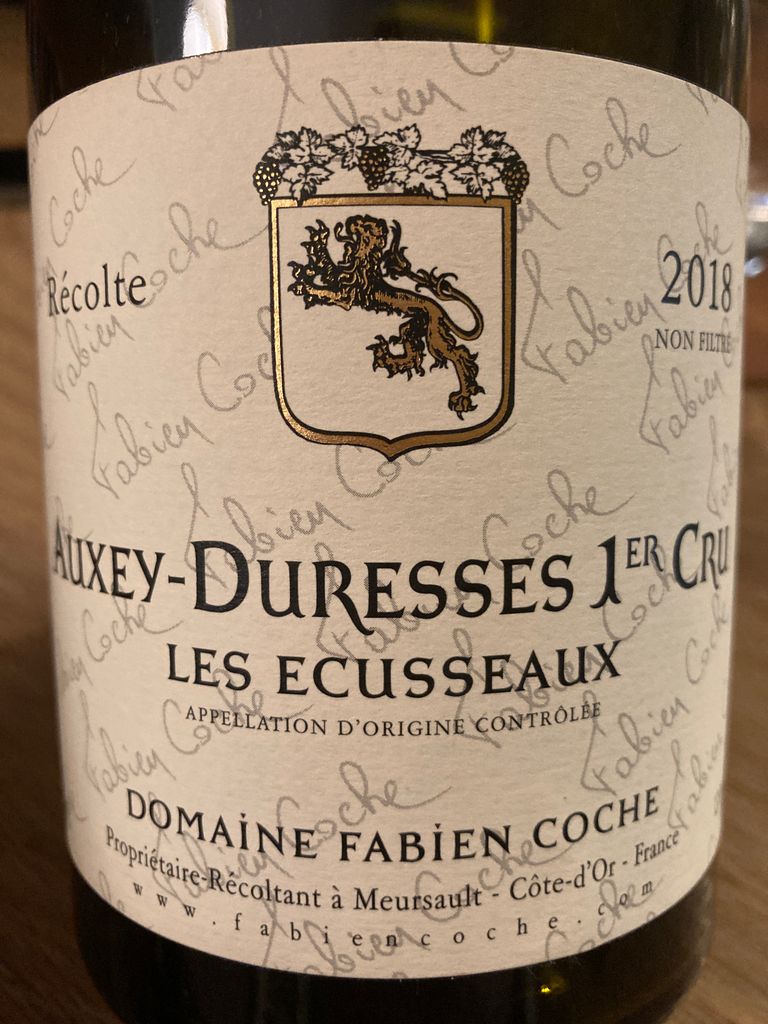 2019 Domaine Fabien Coche Auxey-Duresses 1er Cru Les Ecusseaux