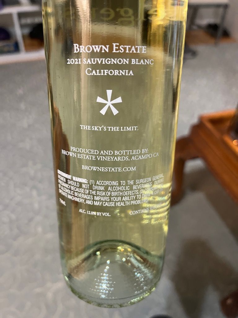 2021 Brown Estate Sauvignon Blanc Betelgeuse, USA, California, Napa