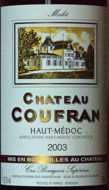 2003 Château Coufran, France, Bordeaux, Médoc, Haut-Médoc ...