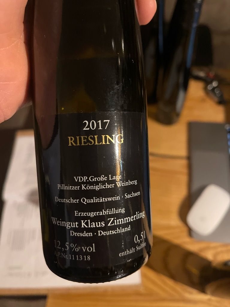 2018 Weingut Klaus Zimmerling Riesling Pillnitzer Königlicher Weinberg ...