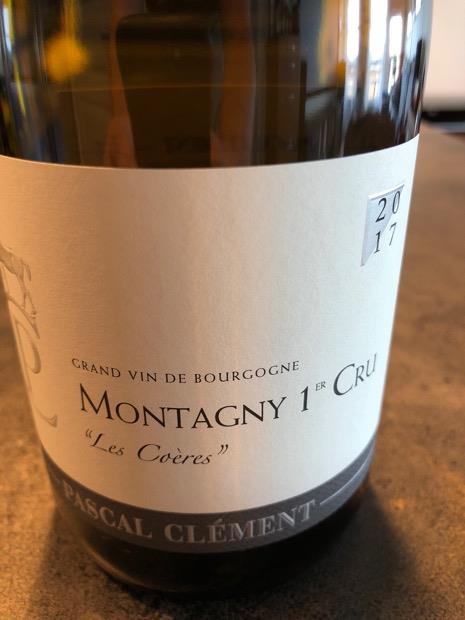 2017 Pascal Clément Montagny 1er Cru Les Coères Blanc, France, Burgundy ...