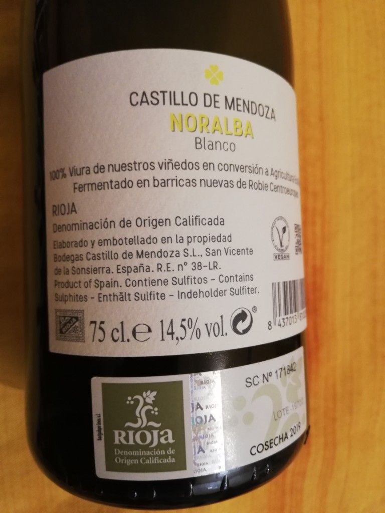 2022 Bodegas Castillo De Mendoza Noralba Blanco Ecológico Fermentado En ...