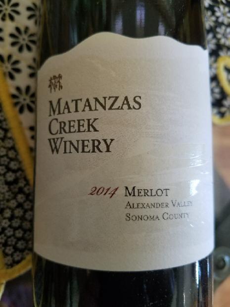 2014 Matanzas Creek Winery Merlot Alexander Valley, USA, California ...