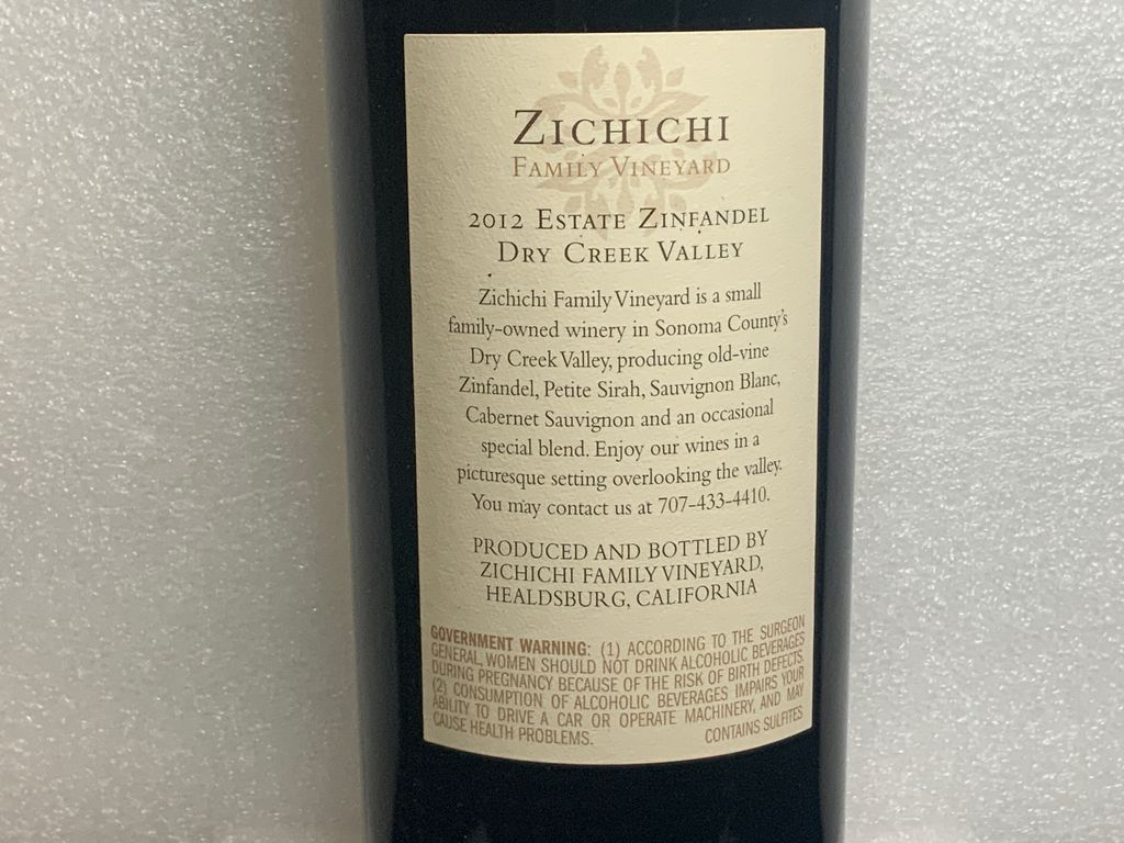 2012 Zichichi Family Vineyard Zinfandel Old Vine Estate - CellarTracker