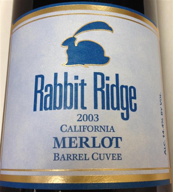 2003 Rabbit Ridge Merlot, USA, California, North Coast - CellarTracker