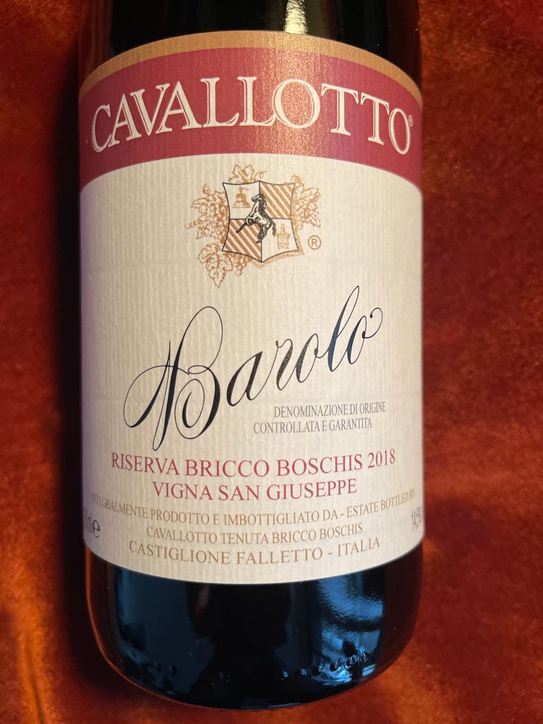 2018 Cavallotto Barolo Riserva Bricco Boschis Vigna San Giuseppe