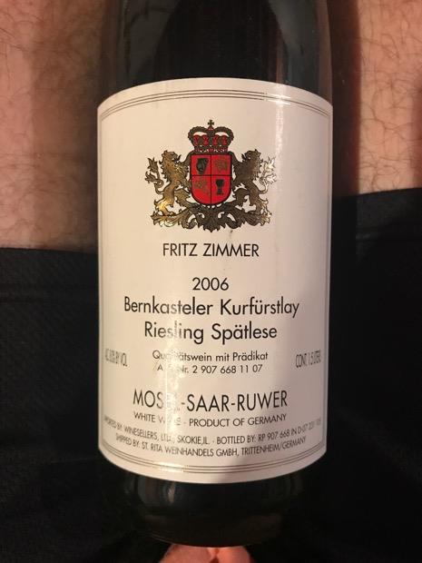 1995 Fritz Zimmer Bernkasteler Kurfürstlay Spätlese Mosel Saar