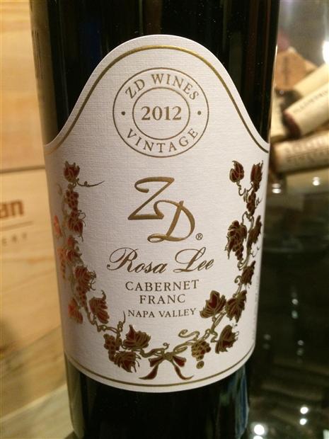 2012 Zd Wines Cabernet Franc Rosa Lee Usa California Napa Valley Oak Knoll District 