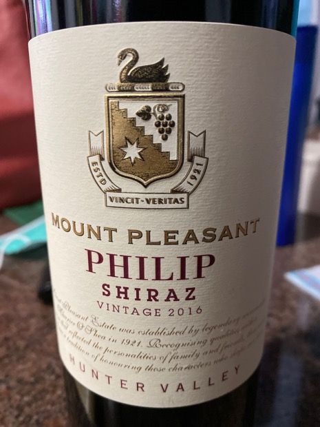 2016 McWilliam's Mount Pleasant Wines Shiraz Philip, Australia, New