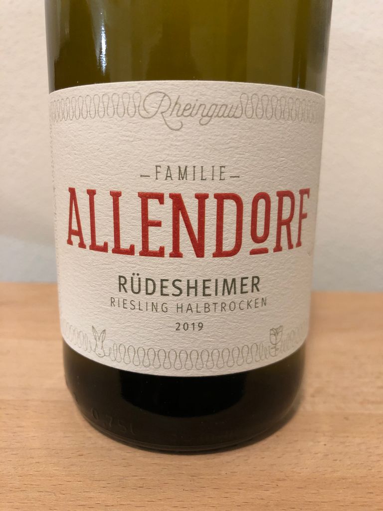 2020 Weingut Fritz Allendorf Rüdesheim Riesling halbtrocken, Germany ...