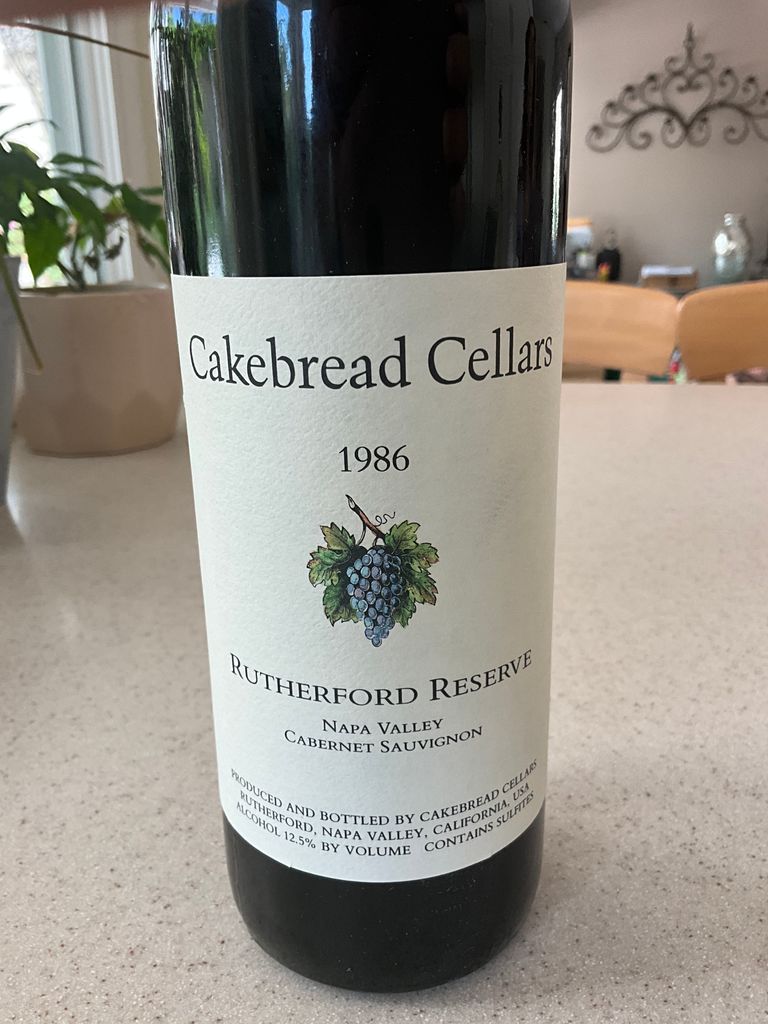 1986 Cakebread Cellars Cabernet Sauvignon Reserve Rutherford, USA ...