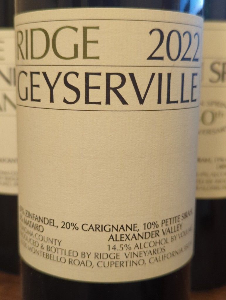 2022 Ridge Geyserville - CellarTracker