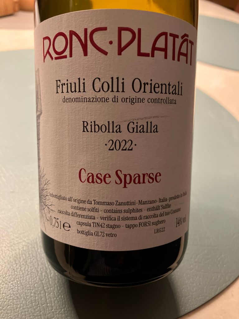 Miani Ribolla 2022 Ronc Platát Ribolla Gialla Case Sparse, Italy, Friuli-Venezia ...