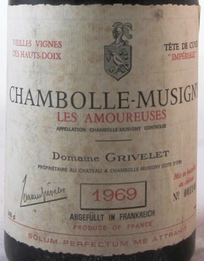 1969 Domaine Grivelet Chambolle-Musigny 1er Cru Les Amoureuses