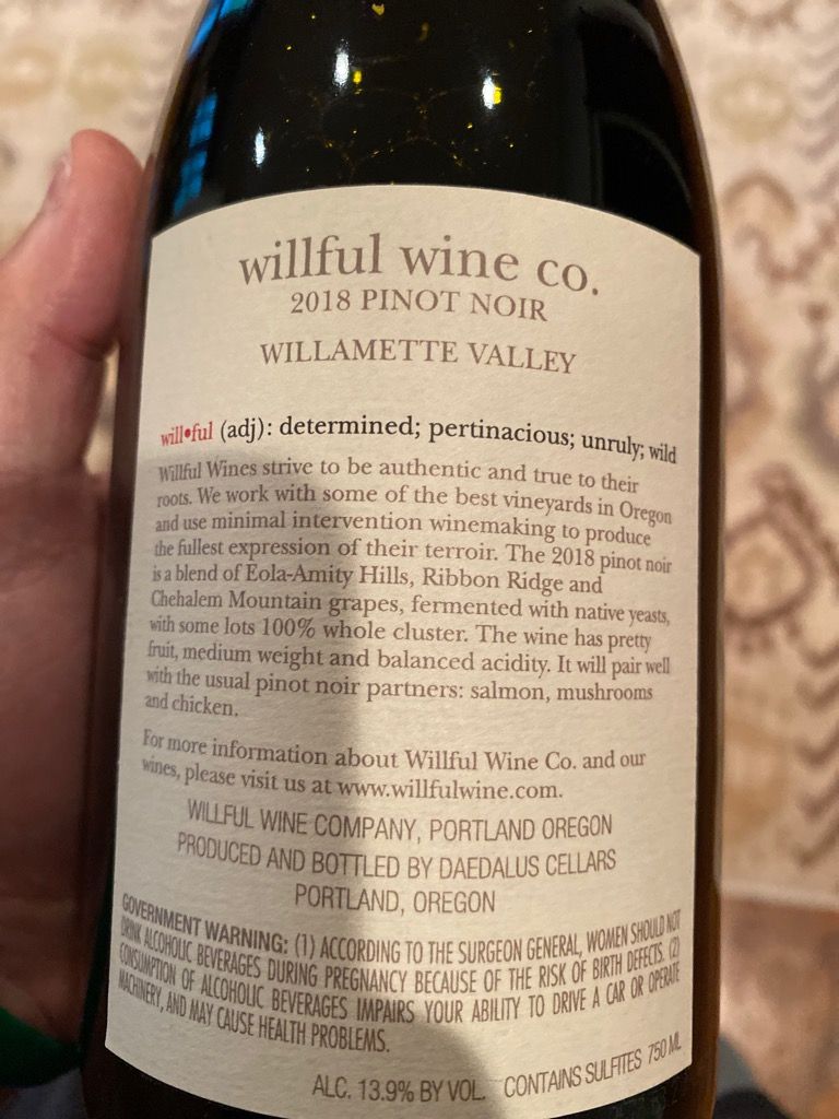 2018 Willful Pinot Noir Sparkling Rosé, USA, Oregon, Willamette Valley
