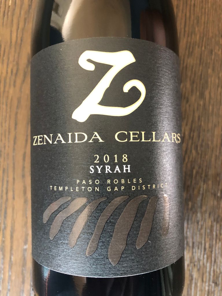 2018 Zenaida Cellars Syrah, USA, California, Central Coast, Paso Robles