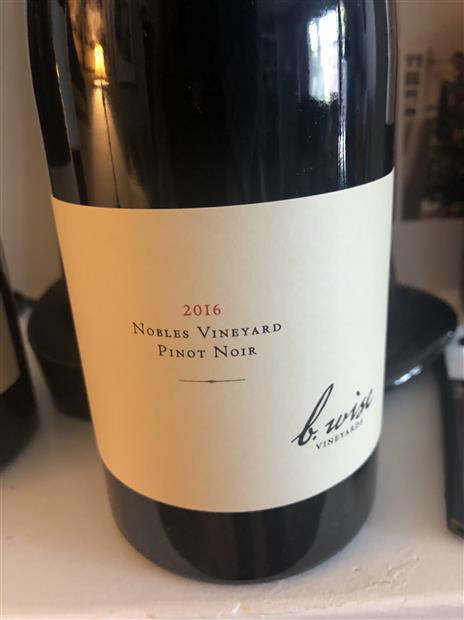 2016 B. Wise Vineyards Pinot Noir Nobles Vineyard, USA, California ...