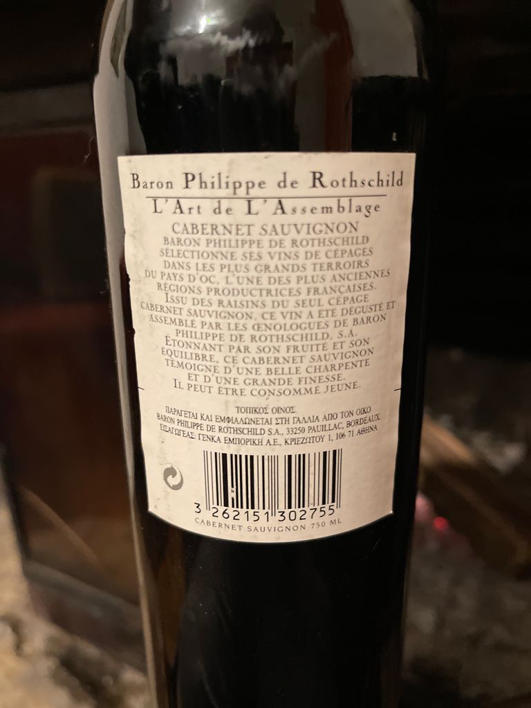 2000 Baron Philippe de Rothschild Cabernet Sauvignon Vin de Pays d