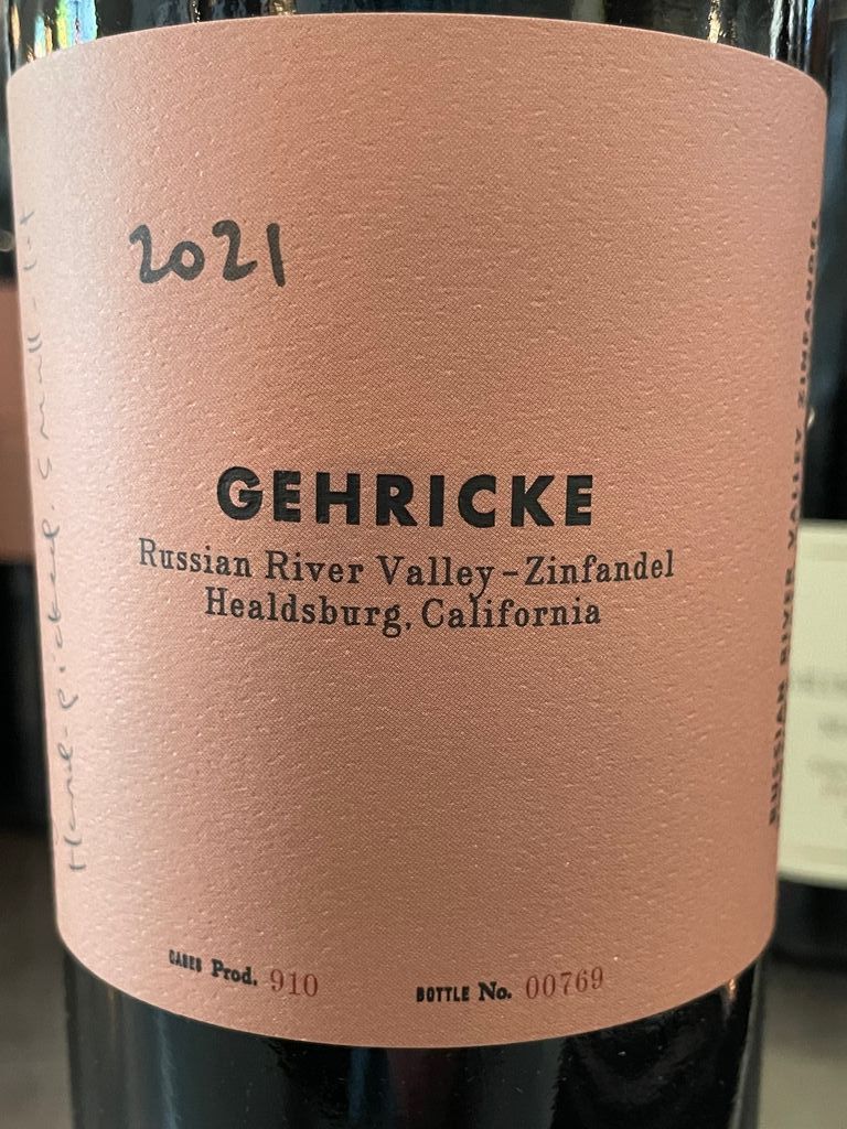 2021 Gehricke Zinfandel, USA, California, Sonoma County, Russian River