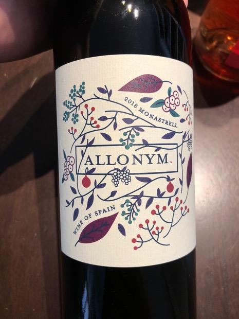 2018 Allonym, Spain - CellarTracker