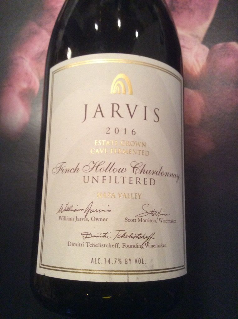 2016 Jarvis California Winery Chardonnay Unfiltered Finch Hollow