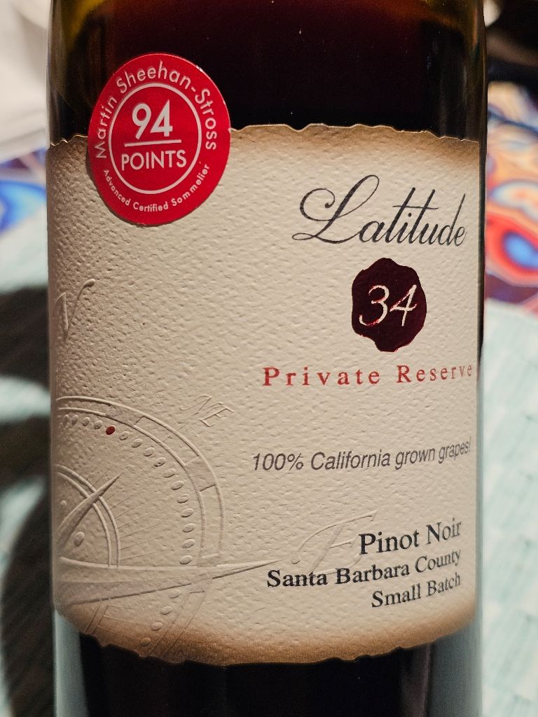 2022 Latitude 34 Pinot Noir, USA, California, Central Coast, Santa ...