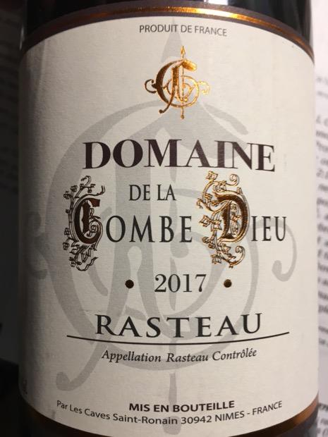 2017 Domaine De La Combe Dieu Rasteau France Rhône Southern Rhône