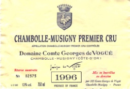 1996 Domaine Comte Georges de Vogüé Chambolle-Musigny 1er Cru