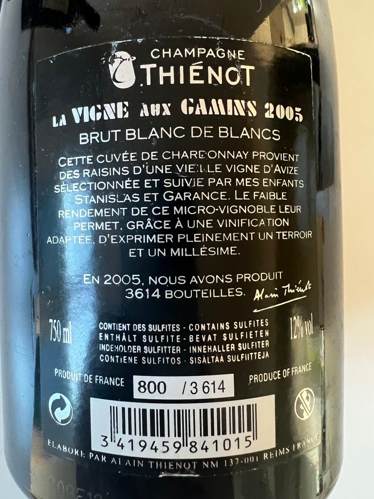 2005 Thienot Champagne La Vigne aux Gamins - CellarTracker