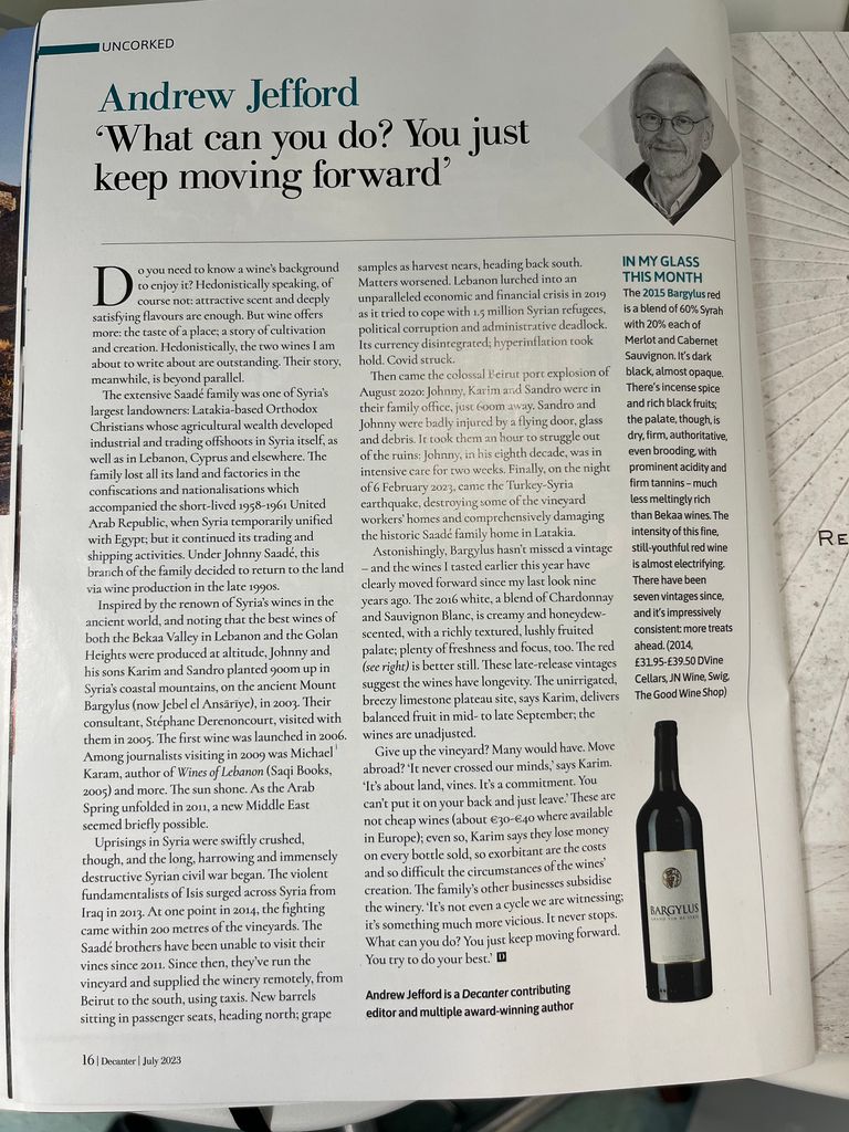 2015 Bargylus Grand Vin de Syrie - CellarTracker