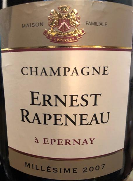 2007 Ernest Rapeneau Champagne Brut Millésimé, France, Champagne ...