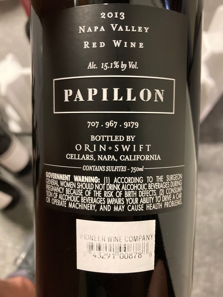 2014 Orin Swift Papillon - CellarTracker