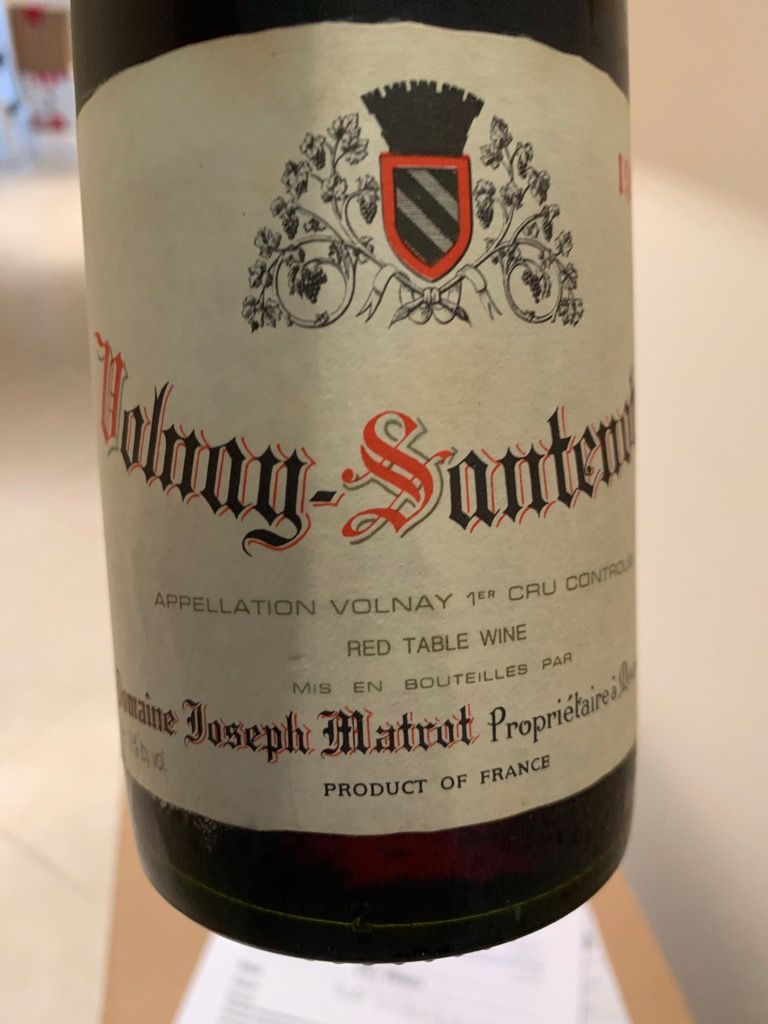 1992 Domaine Matrot Volnay 1er Cru Santenots, France, Burgundy, Côte De ...