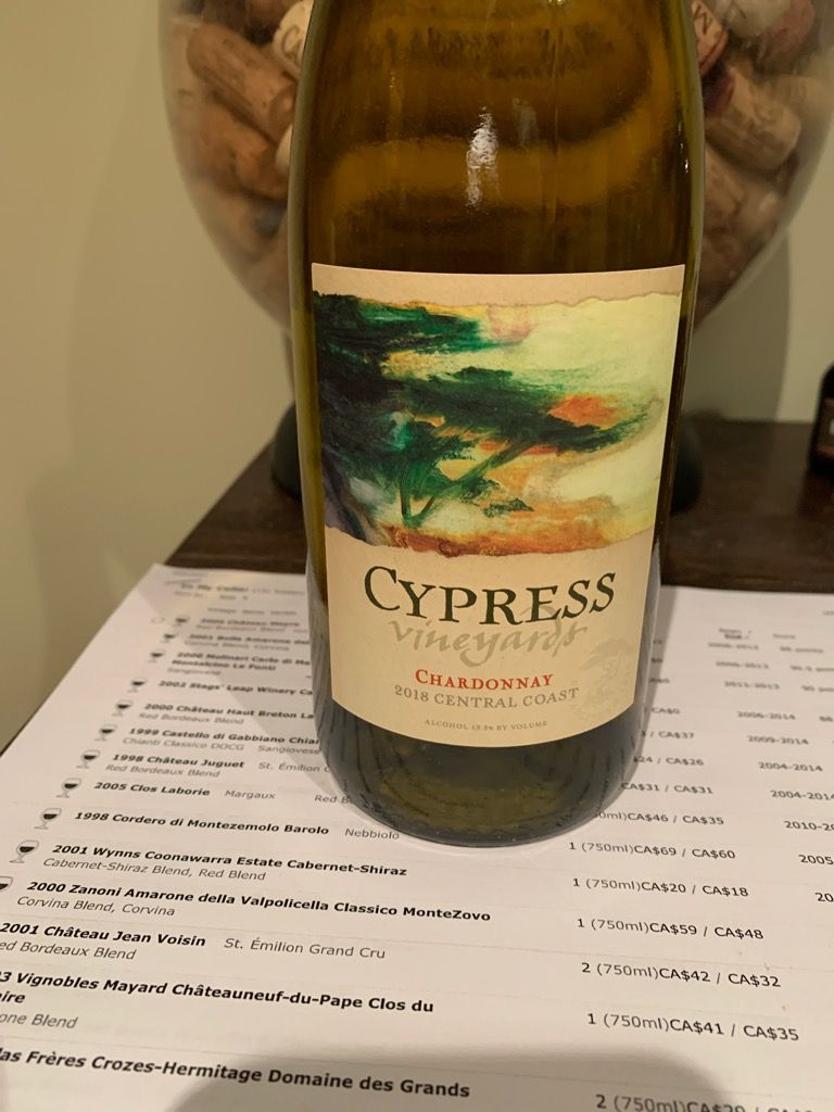 2018 Cypress Vineyards Chardonnay, USA, California, Central Coast