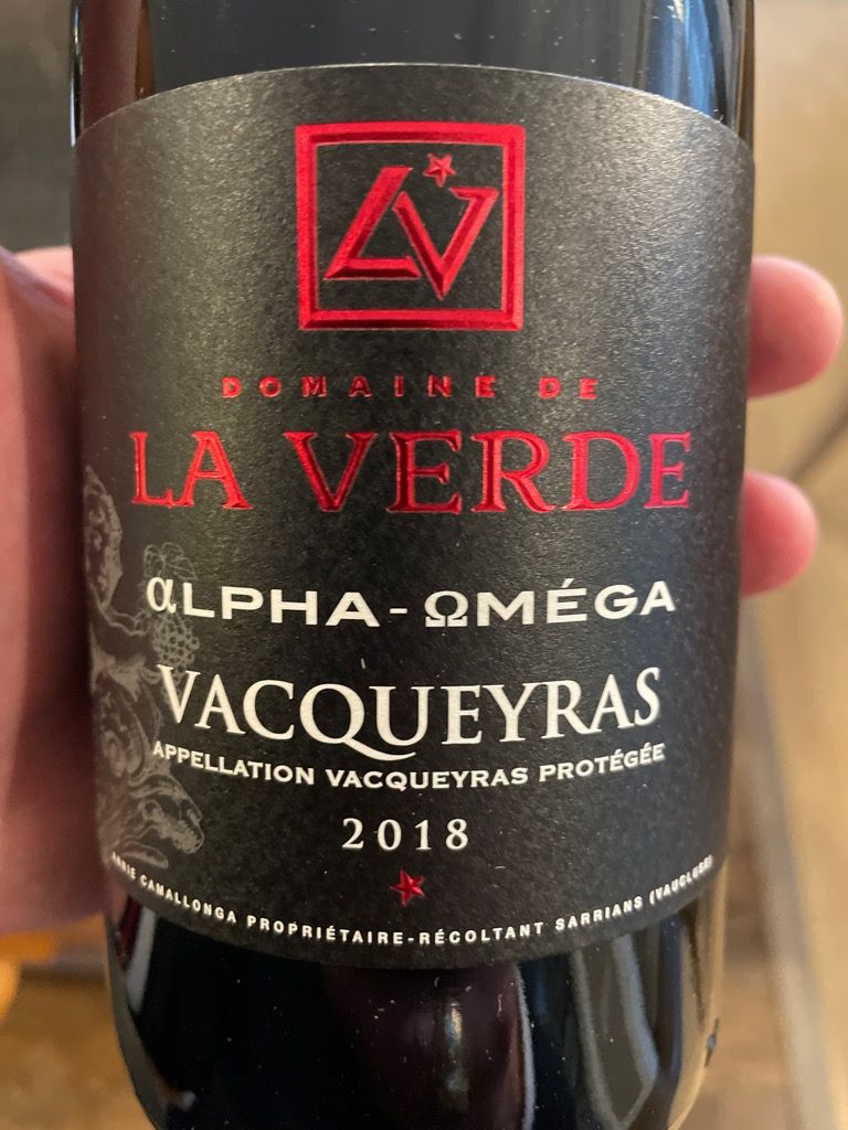 2018 Domaine de la Verde Vacqueyras Alphaomega, France, Rhône