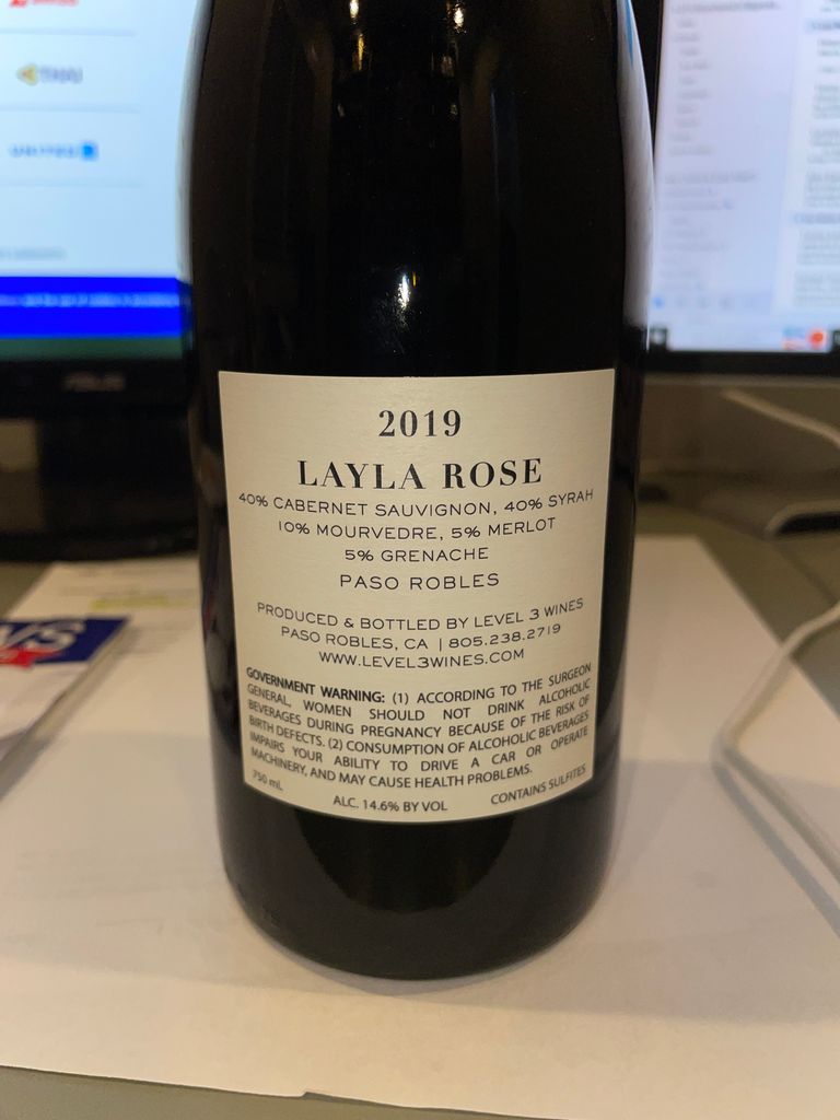 2019 Level 3 Layla Rose - CellarTracker