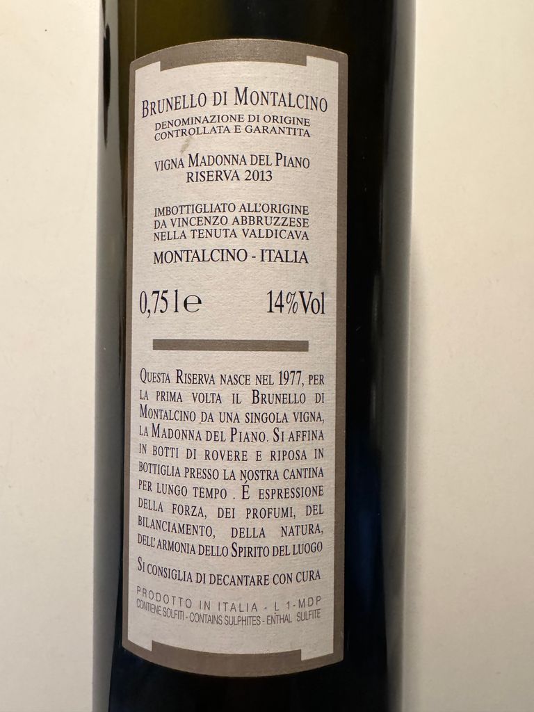 2013 Valdicava Brunello di Montalcino Riserva Madonna del Piano