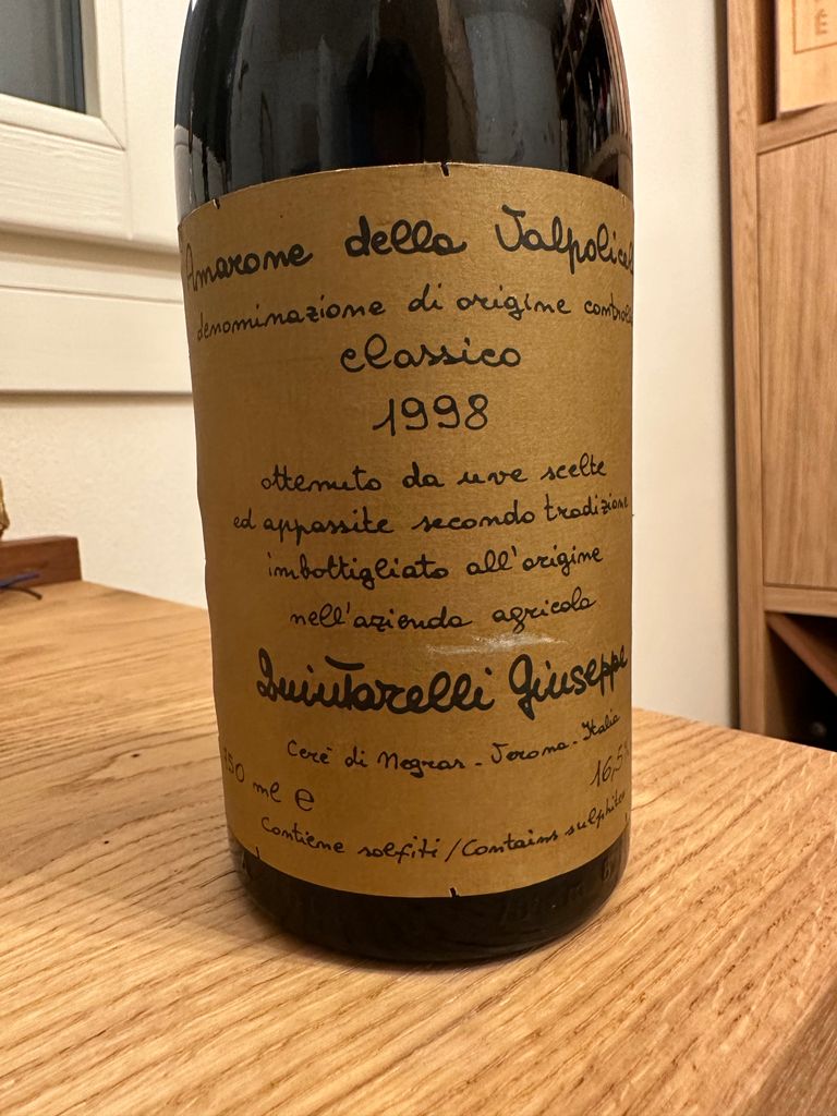 【入手困難】ジュゼッペ クインタレッリ アマローネ 1998 ヴィンテージ 1998 Giuseppe Quintarelli Amarone della Valpolicella