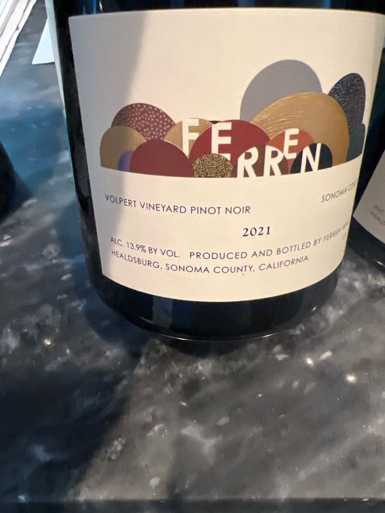 2021 Ferren Wines Pinot Noir Volpert Vineyard, USA, California, Sonoma ...
