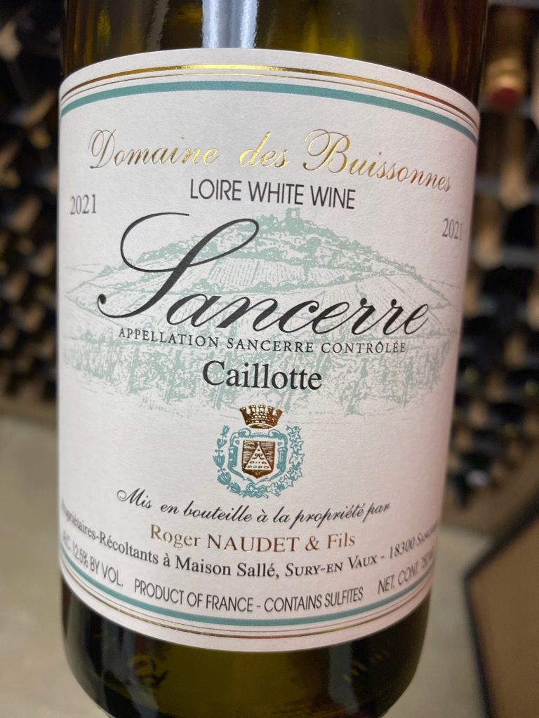 2021 Roger Naudet Sancerre Domaine des Buissonnes, France, Loire Valley
