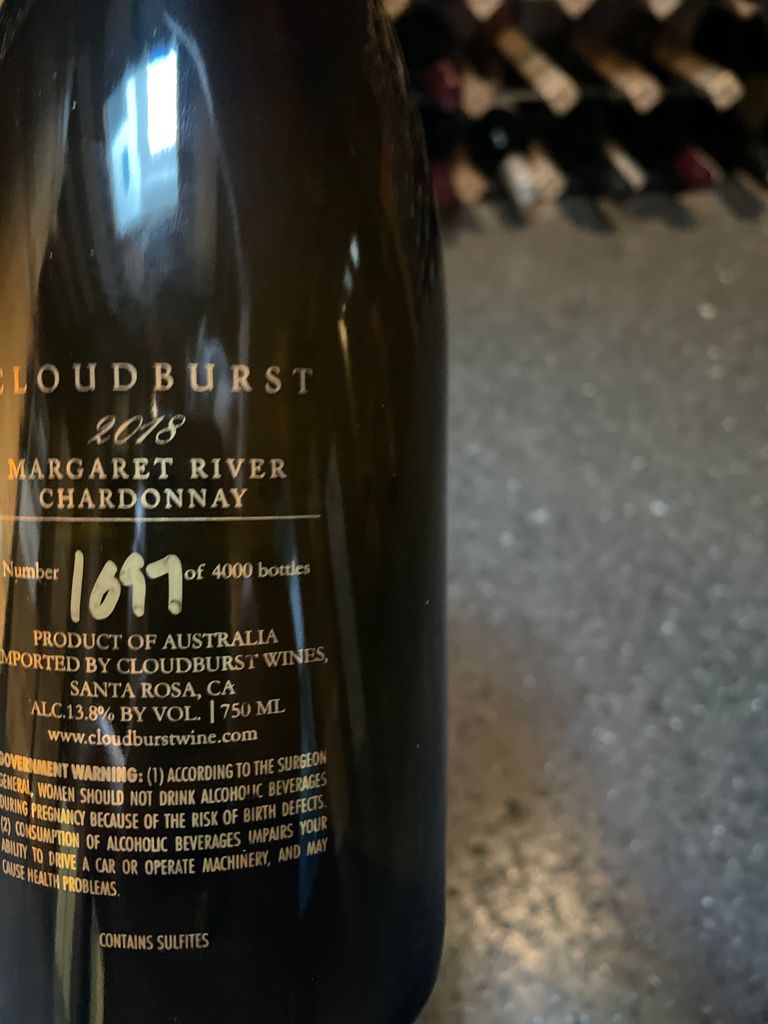 2018 Cloudburst Chardonnay, Australia, Western Australia, South West ...