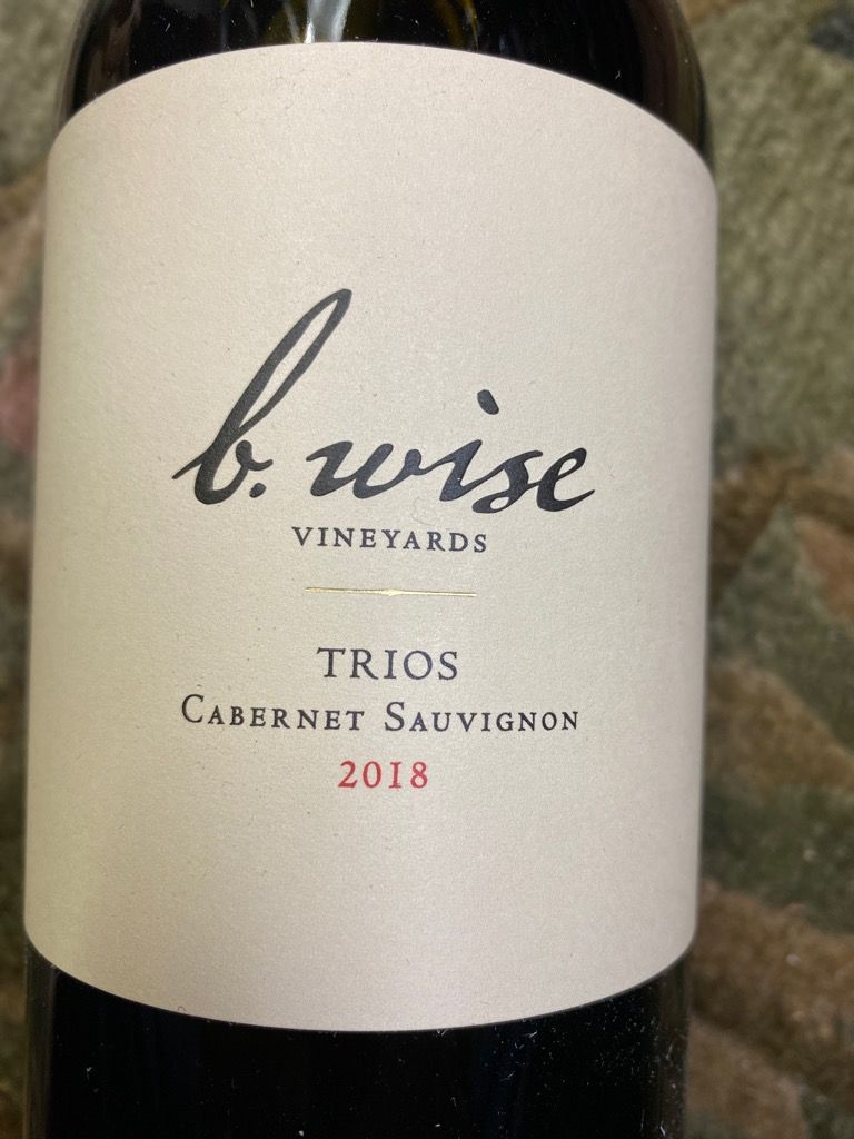 2018 B. Wise Vineyards Cabernet Sauvignon Trios, USA, California ...