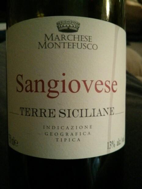 2012 Marchese Montefusco Sangiovese Sicilia, Italy, Sicily, Sicilia ...