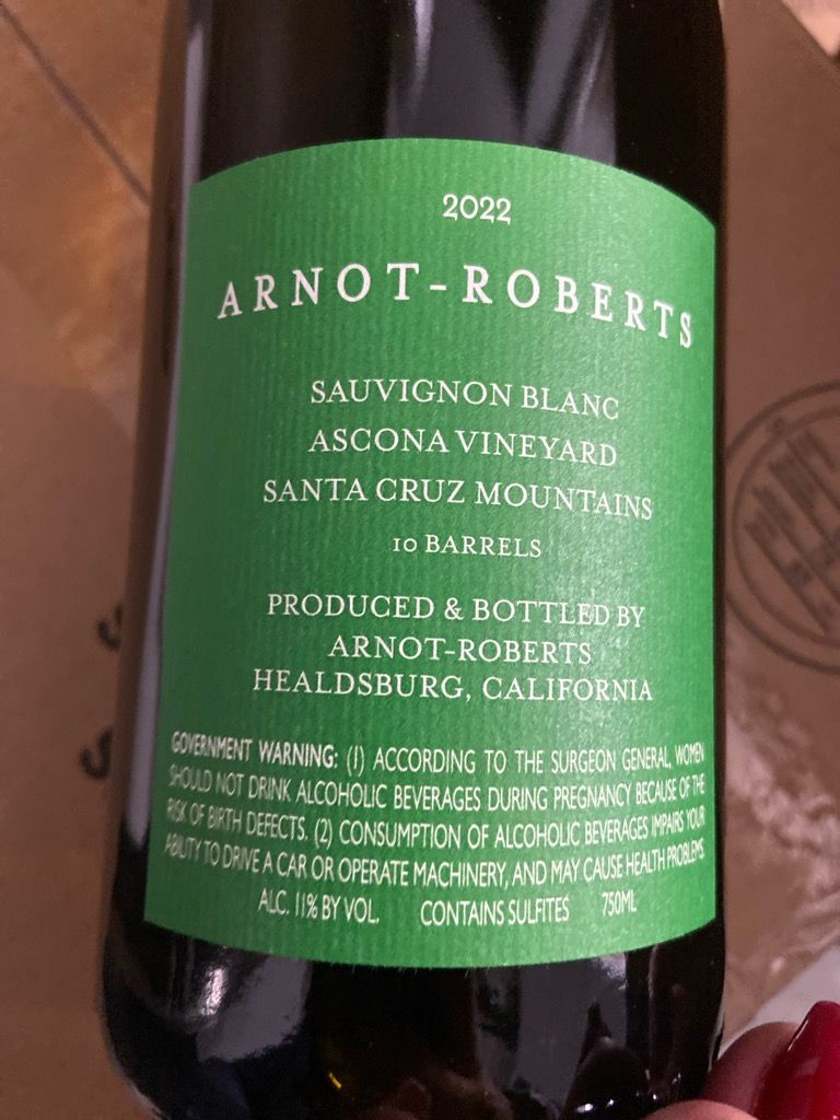 2022 Arnot-Roberts Sauvignon Blanc Ascona Vineyard, USA, California ...