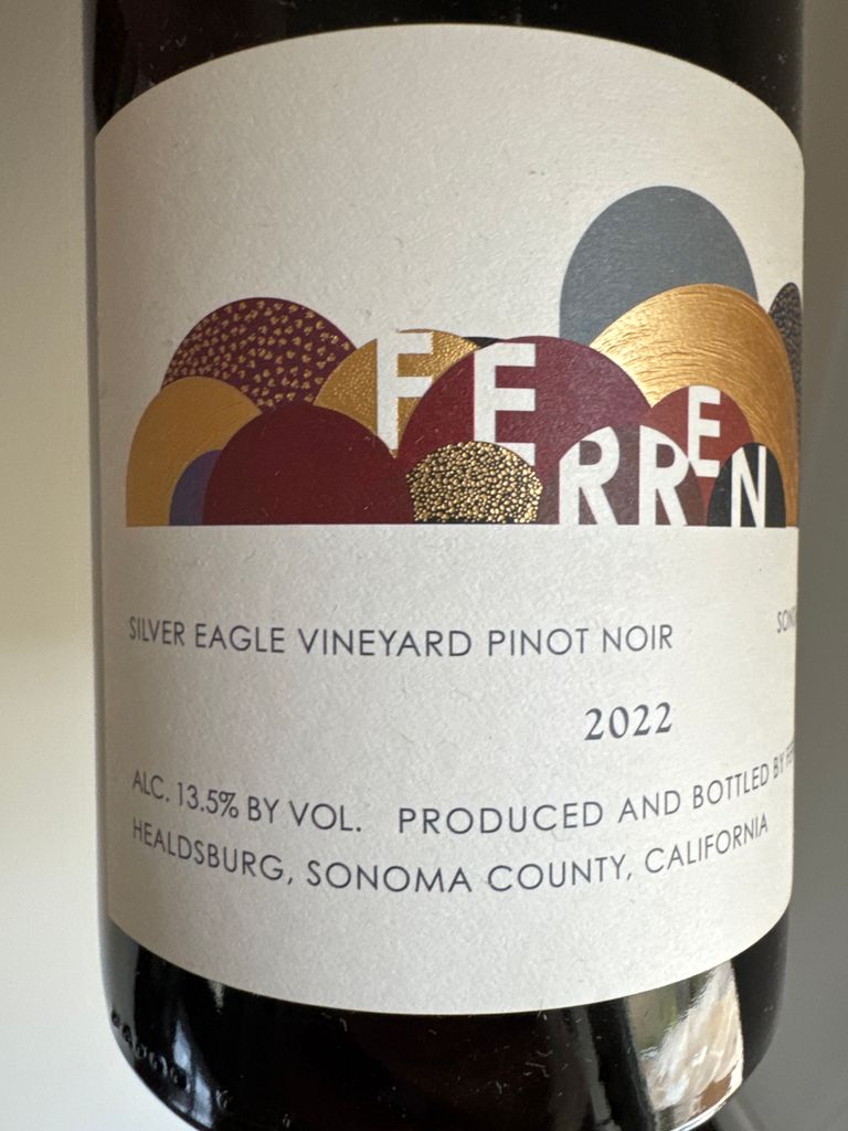 2022 Ferren Wines Pinot Noir Silver Eagle Vineyard, USA, California ...